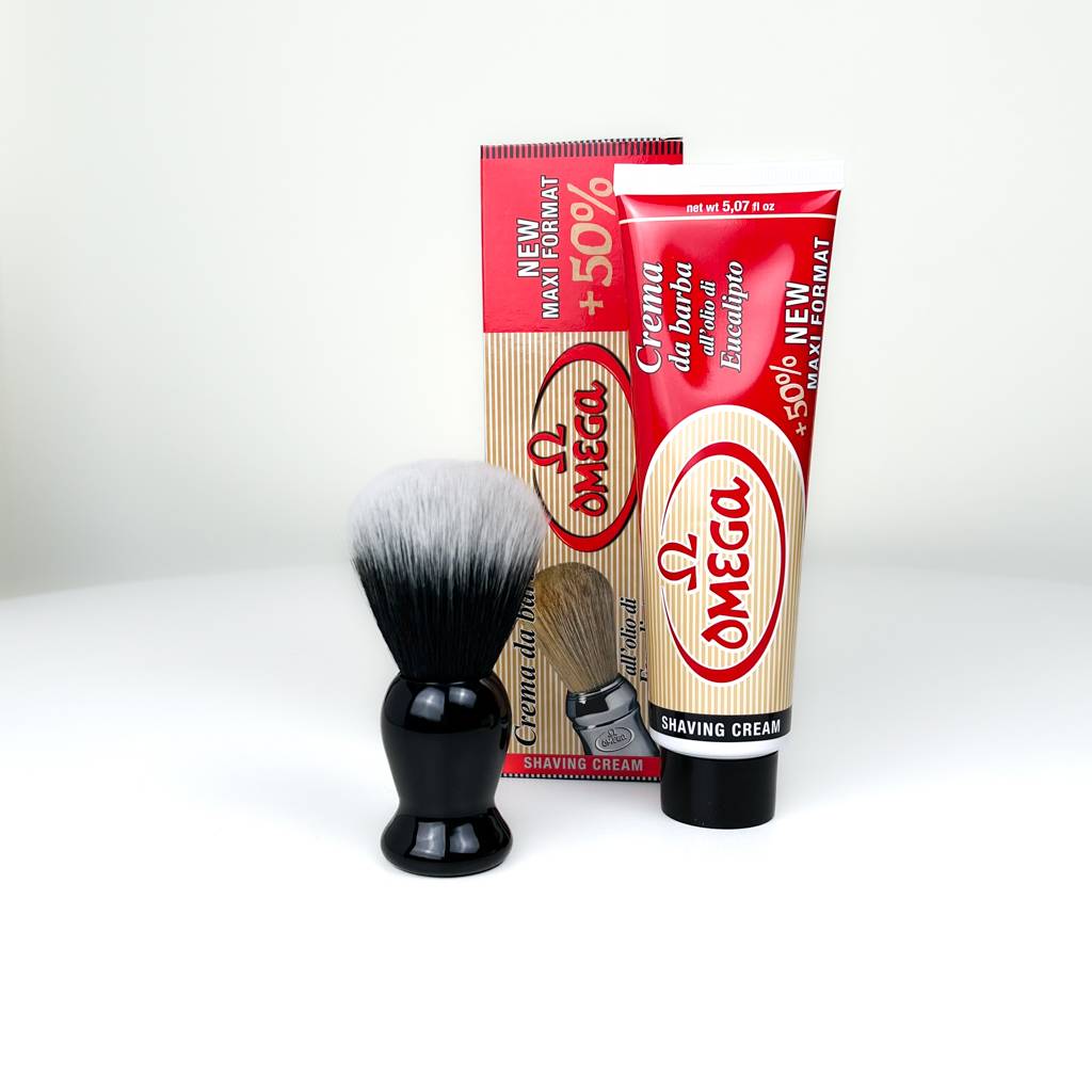 Traditional Wet Shaving Vegan Synthetic Brush and Cream Set Made in
